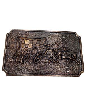 Covered Wagon Belt Buckle Vintage 1974 Vintage Western Country Cowboy James Lind